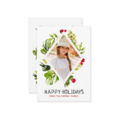 Elegant Greenery Botanical Photo Holiday Mini Mitteilungskarte (Vorderseite/Rückseite Beispiel)