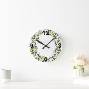 ELEGANT GREENERY BOTANICAL WANDSCHALTER RUNDE WANDUHR