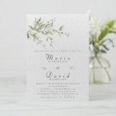 Elegant Greenery Botanical Wedding Invitation Einladung (Stehend Vorderseite)