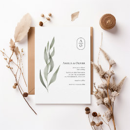 Elegant Greenery Botanical Wedding Invitation Einladung