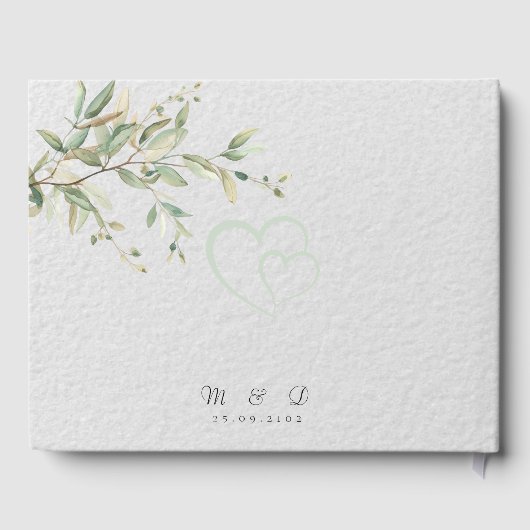 Elegant Greenery Botanical Wedding Invitation Gästebuch (Rückseite)