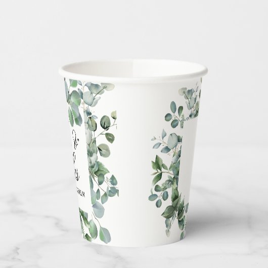 Elegant Greenery Botanical wedding  Pappbecher (Links)