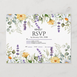 Elegant Greenery Botanical  Wedding RSVP Card Einladungspostkarte