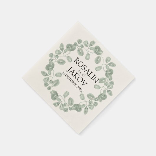 Elegant Greenery Botanical Wedding Serviette (Ecke)