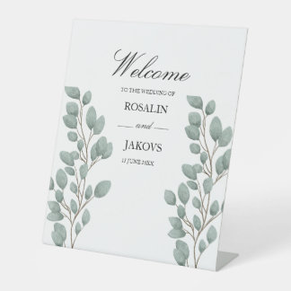Elegant Greenery Botanical Wedding Sign Sockelschild