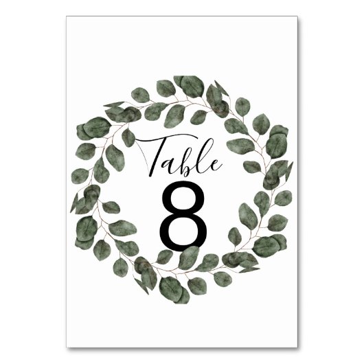 Elegant Greenery Botanical Wedding Tischnummer (Vorderseite)