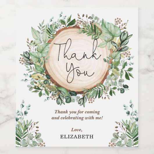 Elegant Greenery Botanischer Garten Wedding Bridal Weinetikett (Einzelnes Label)