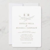 Elegant Greenery Branch Monogram Wedding Einladung (Vorderseite)