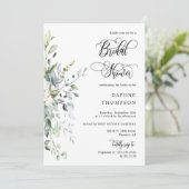 Elegant Greenery Brautparty QR Code Foto Einladung (Stehend Vorderseite)