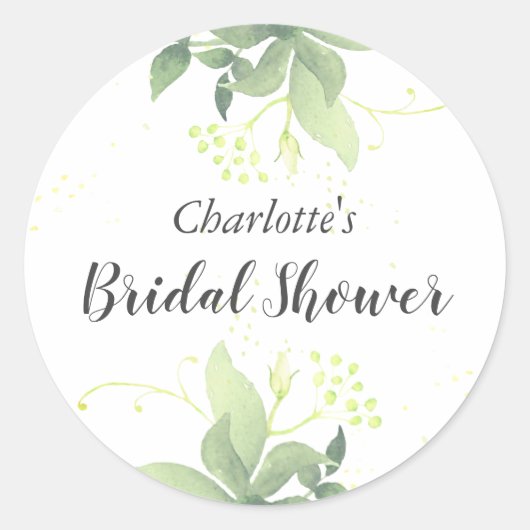 Elegant Greenery Brautparty Sticker (Vorderseite)
