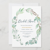 Elegant Greenery Bridal Dusche Einladung (Vorderseite)
