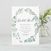 Elegant Greenery Bridal Dusche Einladung (Stehend Vorderseite)