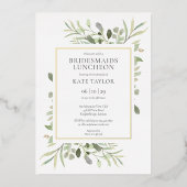 Elegant Greenery Bridesmaids Luncheon Gold Folieneinladung (Vorderseite)