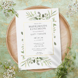 Elegant Greenery Bridesmaids Luncheon Gold Folieneinladung