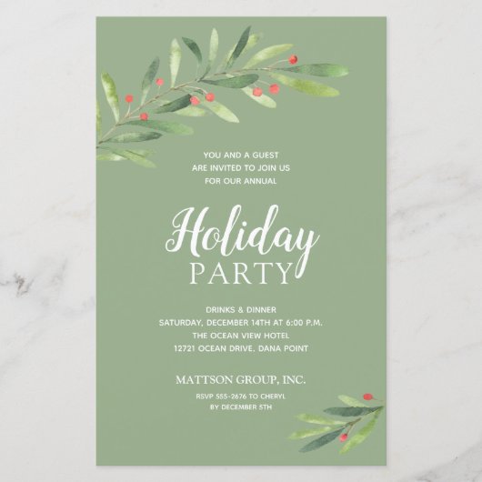 Elegant Greenery Budget Einladungen (Vorderseite)