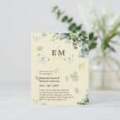 Elegant Greenery Butterflies Einladungen Hochzeite (Stehend Vorderseite)