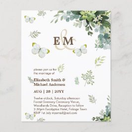 Elegant Greenery Butterflies Einladungen Hochzeite Flyer