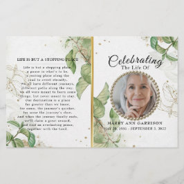 Elegant Greenery Celebration of Life Program