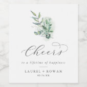 Elegant Greenery Cheers Wedding Wine Labels Weinetikett (Einzelnes Label)