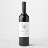 Elegant Greenery Cheers Wedding Wine Labels Weinetikett (Vorderseite)