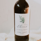 Elegant Greenery Cheers Wedding Wine Labels Weinetikett