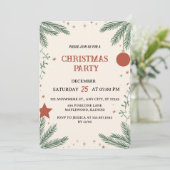 Elegant Greenery Christmas Party Invitation Card Einladung (Stehend Vorderseite)