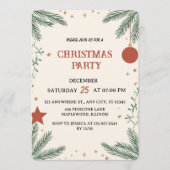 Elegant Greenery Christmas Party Invitation Card Einladung (Vorderseite)