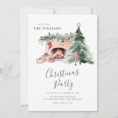 Elegant Greenery Christmas Party Invitation Einladung (Vorderseite)