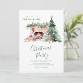 Elegant Greenery Christmas Party Invitation Einladung (Stehend Vorderseite)