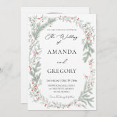 Elegant Greenery Christmas Wedding Photo Einladung (Vorne/Hinten)