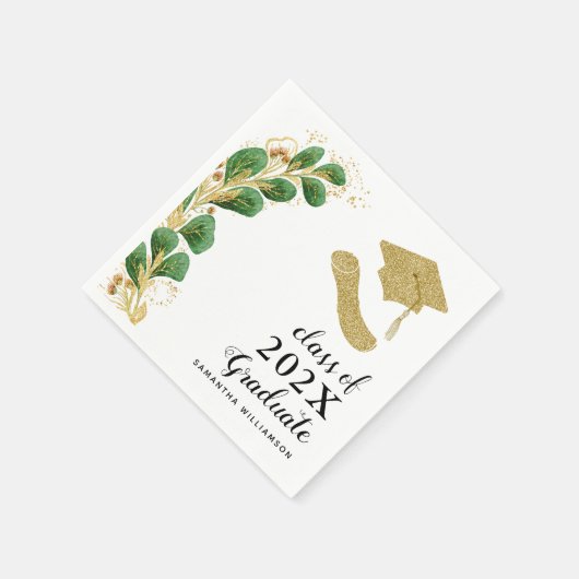 Elegant Greenery Class of 2025 Abschluss Serviette (Ecke)