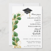 Elegant Greenery Class of 2025 Moderner Abschluss Einladung (Vorderseite)