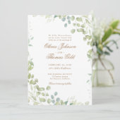 Elegant Greenery Classic Eucalyptus Wedding Einladung (Stehend Vorderseite)