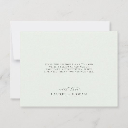 Elegant Greenery Coordinate Danke Card (Rückseite)