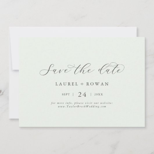 Elegant Greenery Coordinate Horizontal Save The Date (Vorderseite)