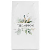 Elegant Greenery Couple NAME Wedding Newlyweds Kleine Geschenktüte (Rückseite)