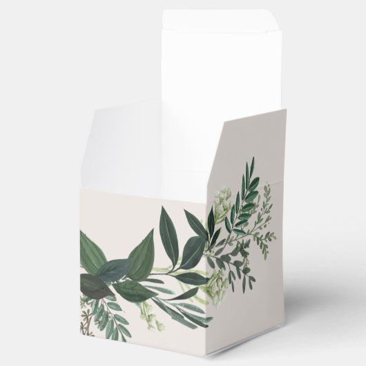 Elegant Greenery Custom Monogram Cube Favor Box Geschenkschachtel (Geöffnet)