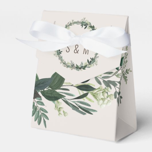Elegant Greenery Custom Monogram Fevor Box Geschenkschachtel (Vorderseite)