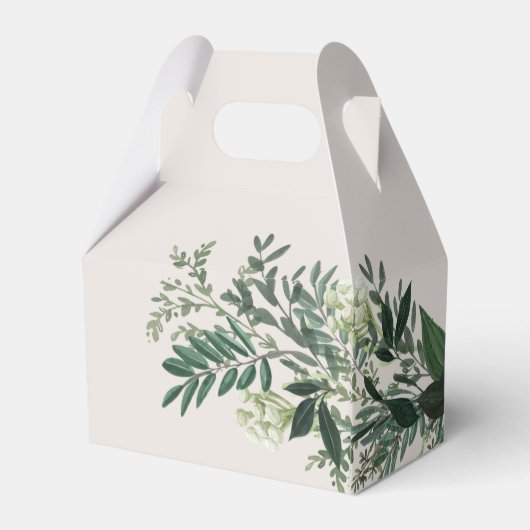 Elegant Greenery Custom Monogram Gable Favor Box Geschenkschachtel (Rückseite)