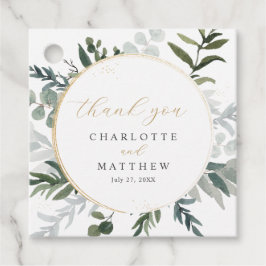 Elegant Greenery | Danke, Gold Wedding Geschenkanhänger