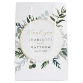 Elegant Greenery | Danke, Gold Wedding Mittlere Geschenktüte (Rückseite)