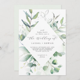 Elegant Greenery Diamond Wedding Einladung