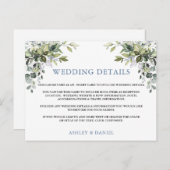 Elegant Greenery Dusty Blue Wedding Details Card Postkarte (Vorne/Hinten)