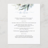 Elegant Greenery Dusty Blue Wedding Menu Flyer (Vorne)
