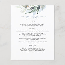 Elegant Greenery Dusty Blue Wedding Menu Flyer