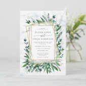 Elegant Greenery Einladung (Stehend Vorderseite)