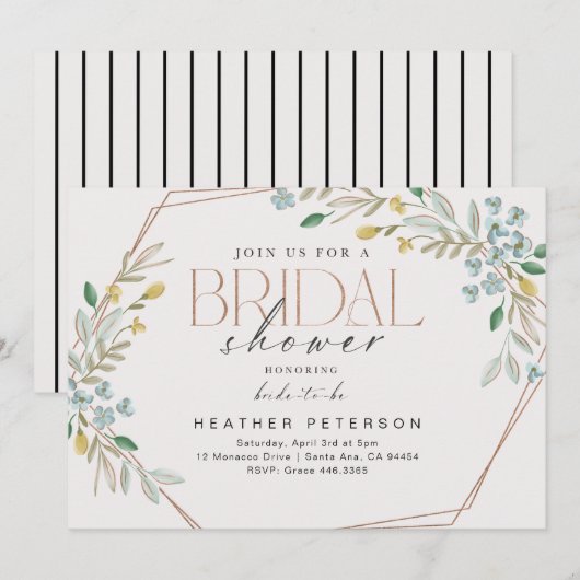 Elegant Greenery Einladung (Vorne/Hinten)