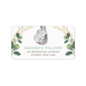 Elegant Greenery Elephant Return Address Label Adressaufkleber (Vorne)