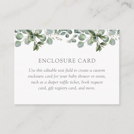 Elegant Greenery Eucalyptus Baby Shower Custom Begleitkarte (Vorderseite)