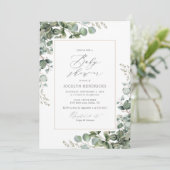 Elegant Greenery Eucalyptus Baby Shower Einladung (Stehend Vorderseite)
